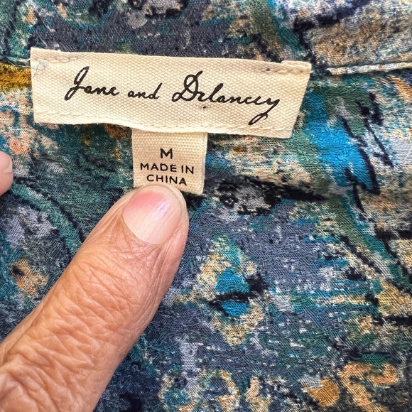 Jane & Delancey Boho Patchwork Rayon Button Down Tunic Blouse M - Picture 3 of 5